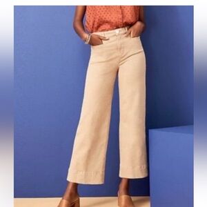 LOFT High Waist Wide Leg Beige Buttoned Trousers Size 27 P